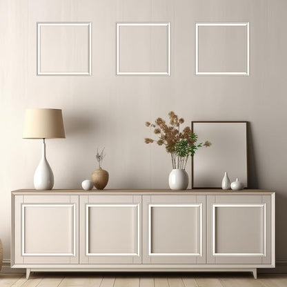 3 Set Accent Peel and Stick Wall Molding Kit Premade Wainscoting Panels Wall Molding Panel White Pre Cut Trim for Walls Picture Frame Decor for Home Decoration(20 x 20 Inch)