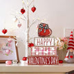 DIYDEC 4Pcs Valentine's Day Table Decoration Valentine Heart Wooden Block Signs Rustic Valentines Tiered Tray Decor Happy Valentine's Day Centerpiece Sign for Farmhouse Holiday Tabletop Party Decor