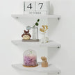 Joiishom Corner Wall Shelf Set of 3, Floating Corner Shelves, Rustic Wood Wall Storage Display Shelves for Living Room Bedroom Bathroom Kitchen (Fanshaped-White)