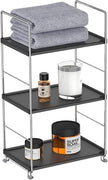 3-Tier Bathroom Countertop Organizer -Makeup Organizer -Corner Storage Shelf- Kitchen Spice Rack Standing Shelf-Great for Vanity, Bathroom, Bedroom, Kitchen (Silver&Black)