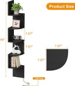 Corner Shelf Wall Mount with LED Light, 5 Tier Floating Corner Bookshelf, Plant Shelf for Bedroom, Floating Shelves for Wall, Display Stand for Living Room, Bathroom, Home Office, Black