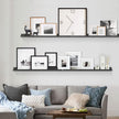 Forbena Black Picture Ledge Shelf 4-Pack, 36 Inch Floating Shelves for Wall with Lip Edge, Extra Long Wood Hanging Wall Shelf for Living Room Bedroom Office Classroom Library Books Photo Frames Decor