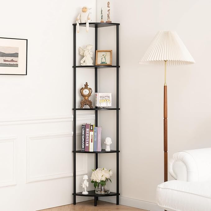 Yoobure Corner Shelf Stand, 5-Tier Bookshelf, 65