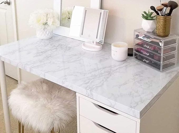 practicalWs Marble Wallpaper Granite White and Grey Paper Roll 23.6