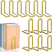 Chunful 12 Pcs Modern Metal Book Ends for Shelves Decorative Small Bookends Book Shelf Organizer Minimalist Design Stopper to Hold Books for Home Office (Gold,5.5 * 3.75 * 2.25inch)