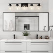 5-Lights Black Bathroom Vanity Lights, Modern Bathroom Lighting Fixtures with Globe Glass Shade, 37in Matte Black Wall lamp for Bath Over Mirror Kitchen Cabinet Bedroom Hallway Living Room Farmhouse
