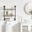 YMYNY Industrial Pipe Shelf Bracket, 2 Tiers Retro Wall Mounted Floating Shelf, Wood Look DIY Storage Shelving Bookshelf, UHRF-TM014