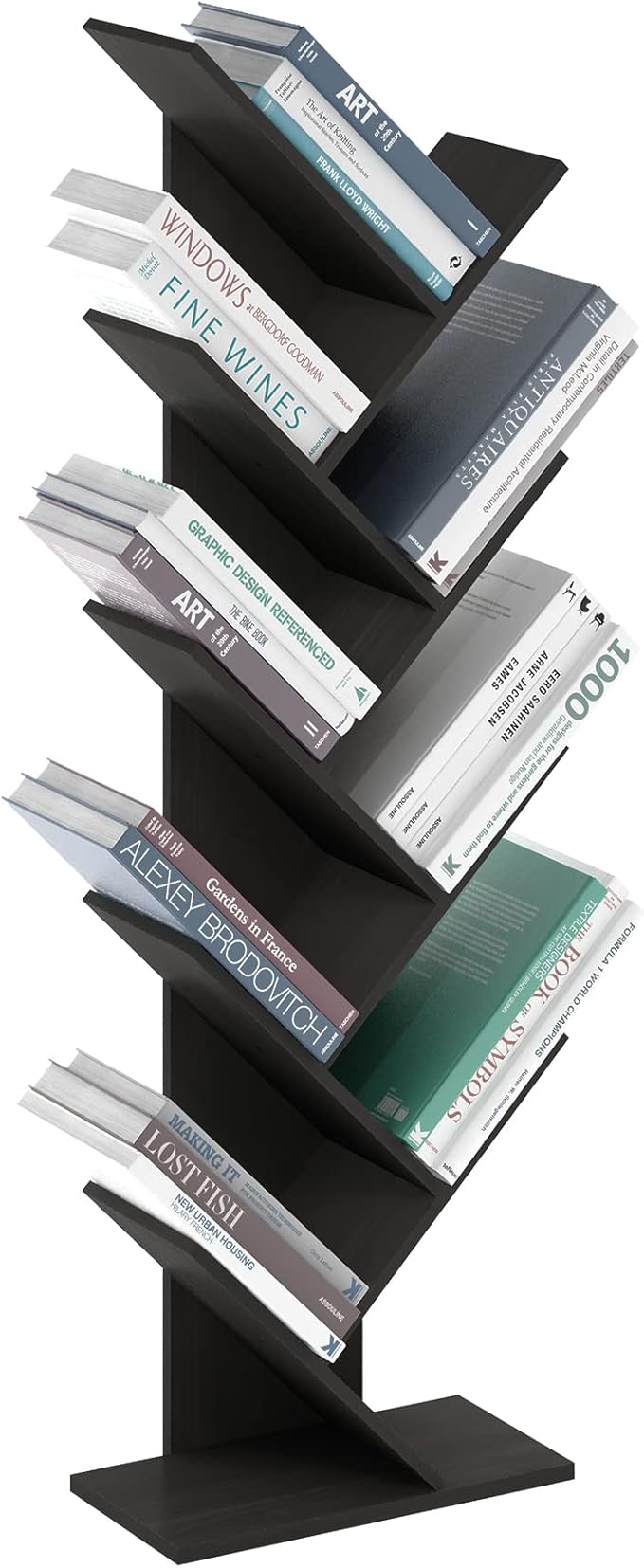 Furinno TREE Book Shelf, 9-Tier Bookshelf, Tree Bookcase with Angled Open Shelf, 8.4