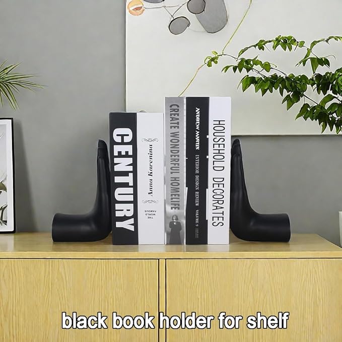 Decorative Bookends Praying Hands Book Ends for Shelves, Black Modern Bookend Heavy Duty Book Ends Stopper Holders for Shelves Office Home Living Room, Resin, 8.5" x 6.8"