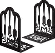Book Ends,Metal Bookend,Bookend Decorative Heavy Book Ends for Shelves, Home Decorative Bookends for Heavy Books,Non-Skid Black Book Holder for Kitchen Housewarming Cooking Lover Gifts