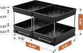 Pull Out Spice Rack Organizer for Cabinet, Slide Out Spice Racks Organizer, Easy to Install Spice Cabinet Organizers, 8.26''Wx10.62''Dx8.66''H, 2 Packs-2 Tiers (Black)
