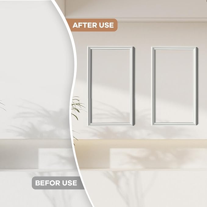 PALMPOP Peel and Stick Wall Molding Kit of 3 Frames,Premade Accent Wainscoting Panels, Ready to Molding Trim for Living Room Bedroom Corridor Home Interior Wall Panel Decor (24x16in)