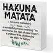 Motivational Gifts for Women Men, Inspirational Hakuna Matata Definition Wood Box Sign Desk Decor, Eucalyptus leaves Wooden Box Decorative Signs for Home Office Living Room Table Shelf Cubicle