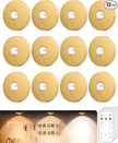 Rechargeable Puck Lights With Remote Control, 1500mAh Battery Operated Tap Lights, Dimmer & Timer Under Cabinet Light, Wireless LED Stick-On for Closet, Bedroom, Kitchen - Gold 12Pcs
