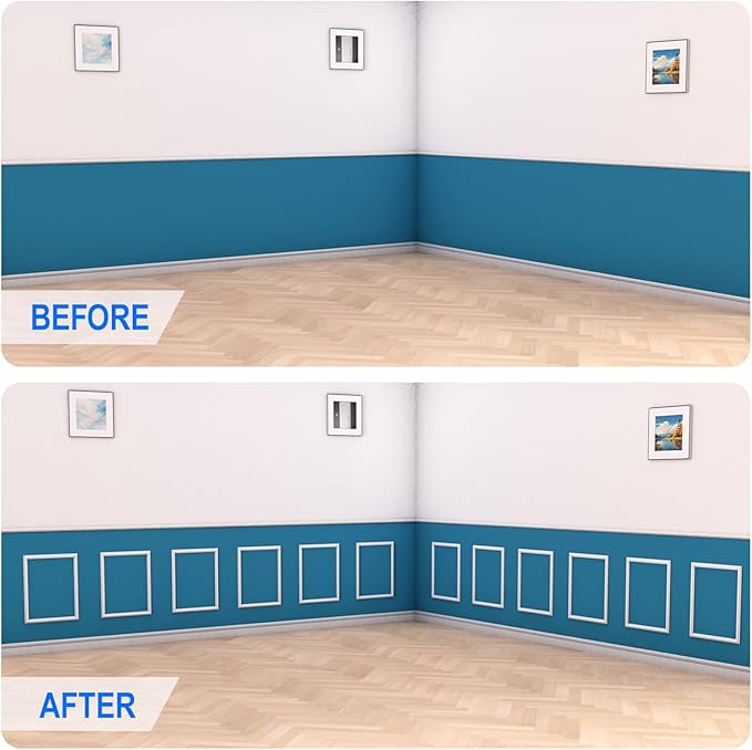COUKIU Pre-Cut 6 Set Peel and Stick Wall Molding Trim Kit, 16