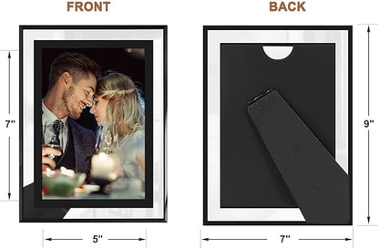 IZIDDO 5x7 Picture Frames Set of 2, Black Glass Photo Frame, Only for Tabletop Display, Gift Picture Frame, Horizontally or Vertically (5x7, Black)