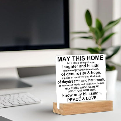 House Warming Decoration Gifts Acrylic Sign, May This Home Acrylic Sign Desk Accessories Decor, Clear Desk Decorative Sign for Dorm Room Home Bedroom Decor，Housewarming Gifts for Women, Man, New House