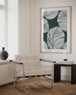 Nationcog Green Botanical Leaf Wall Art, Abstract Line Floral Poster, Scandinavian Japandi Style Decor, Minimalist Plant Artwork for Kitchen or Living Room Gift (Unframed) (11x14)