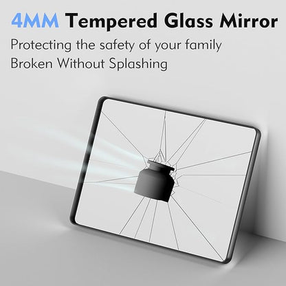 Black Bathroom Mirror 21X30 Inch, Black Metal Framed Mirror for Wall, Rounded Rectangle Matte Bathroom Vanity Mirror with Tempered Glass, Anti-Rust, Horizontal/Vertical
