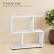 Tangkula 2 Tier Geometric Bookshelf, Freestanding Wood Display Shelf, Home Office Room Divider S Shaped Open Bookcase, Small Bookshelf for Small Spaces, Living Room, Study (White, 2)