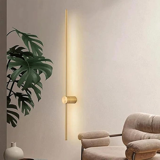 Minimalist Black LED Wall Light - 3-Color Adjustable Sconce for Bedroom & Living Room - 350° Rotatable Aluminium Design (100cm)(Gold,100cm)