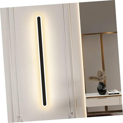 Vaguelly Minimalist LED Wall Lamp Black Frame Warm Light Modern Bedroom Backdrop Wall Light for Living Stairway Compact Indoor Sconce with Cozy Illumination and Easy Installation