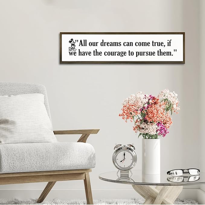 WKYAER Inspirational Wall Decor, Decorative Wooden Box Signs, Rustic Hanging Wood Sign Decor, Tabletop Decoration for Home Office, Bedroom Wall Art, All Our Dreams Can Come True Sign