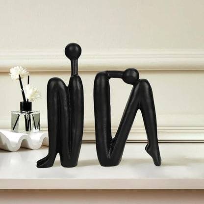 Thinker Cast Iron Bookends, Heavy-Duty Decorative Book End Stoppers for Shelves, Abstract Decor Aesthetic, Smooth Finish Book Holders for Office Decor, 1 Pair/2 Pieces, 9"