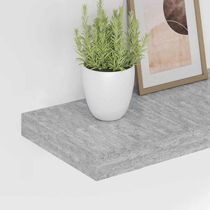 Concrete Grey Honeycomb MDF Floating Wall Shelf with Invisible Mounting System for Modern Interiors, 4-Piece Set, Minimalist Design, Durable Storage Solution