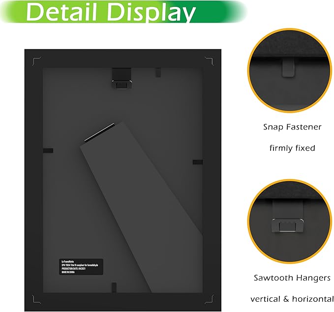 FrameWorks 5x7 mat to 4x6 Classic Wooden Picture Frames Tempered Glass/Black / 6-Pack