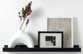 Opposite Wall 35 in Black Pine Wood Wall Mounted Floating Picture Ledge Shelf | Minimalist, Ideal for Bedroom, Kitchen, Bathroom, Office, Easy Installation, Mounting Hardware Included