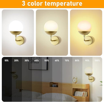 Battery Operated Wall Sconce Set of 2, Rechargeable Wireless Sconces with Dimmable Detachable Magnetic Bulbs and Remote, 3 Colors Wall Lights for Bedroom Living Room Hallway Fireplace