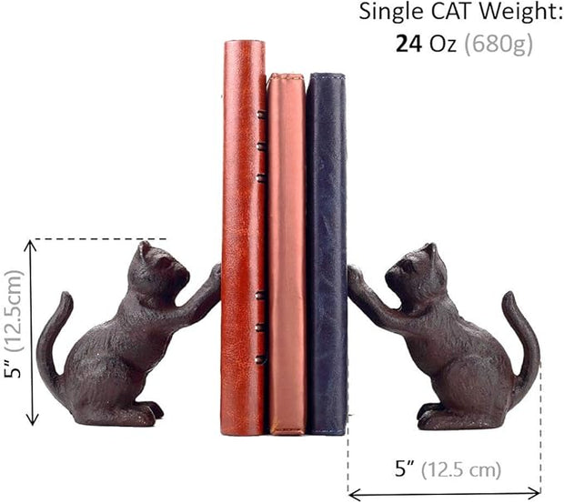 Ambipolar Cat Decorative Bookends, Unique Book Ends to Hold Books Heavy Duty for Office Desk, Vintage Antique Black Home Decor, Shelf Decoration, Modern Living Room Decor