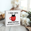 Coffee Bar Decor Sign, Office Desk Decoration, Black Cat Decoration, Coffee Desks Cats Gifts for Cats Lovers Desk Decor Wooden Box Sign for For Farmhouse Home Kitchen Bar Shelf Table