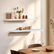 Floating Shelves 36 Inches Long, Set of 2 Solid Rustic Wood Wall Mounted Shelves, Wall Picture Ledge Shelf with Invisible Metal Brackets for Living Room, Bedroom, Bathroom, White