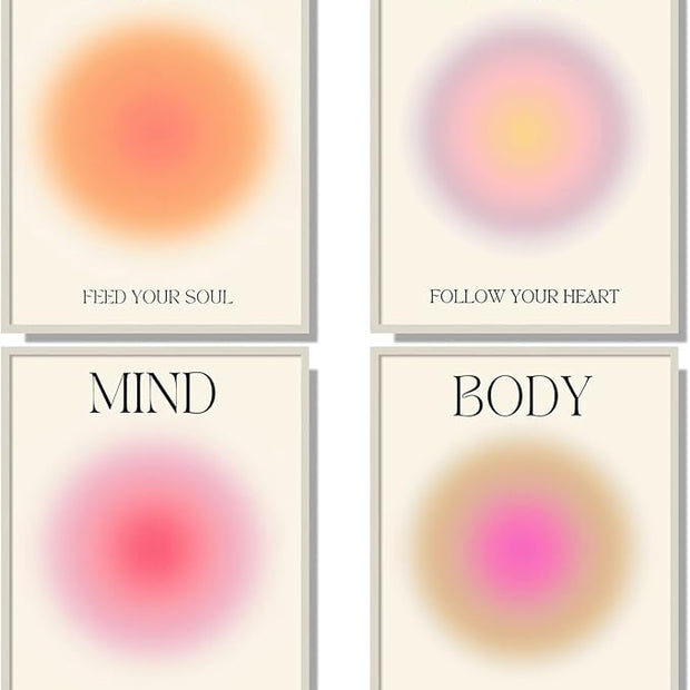 NCYEL 4 colorful abstract halo posters angel number positive energy inspirational language inspirational wall art bedroom girls room pink decoration living room bedroom apartment hotel dormitory 12x16