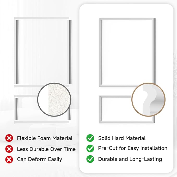 TONGMO 6-Frame Premade Accent Wall Molding Kit, Ready-to-Assemble Wainscoting Panels, Pre-Cut Chair Rail Moulding Trim for Home Décor (6-Frame Style 1)