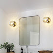 Modern Glass Globe Wall Sconce: Gold Spherical Sconces Light with Hammered Stained Glass Shade - Small Brass Vanity Single Ball Lights Fixture - Contemporary Wall Mounted Lamp for Bedroom Living Room