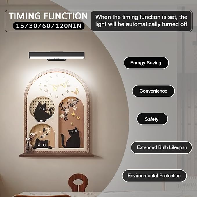 2PACK Picture Light LED Battery Operated Wall Light for Paintings,Wireless Dimmable Frame Light with Remote,3 Lighting Display Art Light Magnetic Timer Lights for Artwork Portrait Dartboard Wall Decor