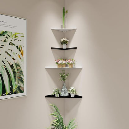 3.0mm Aluminum Alloy Corner Shelf Wall Mounted, for Bathrooms,Offices, Bedrooms,Kitchens,Dorm Rooms and Living Rooms (Black, 8 inch Corner Shelf)