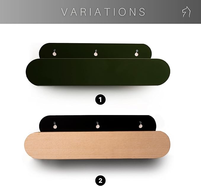 EWART WOODS Floating Wall Shelf Metal Shelves Wall Mounted Geometric Modern Hanging Capsule (Green)