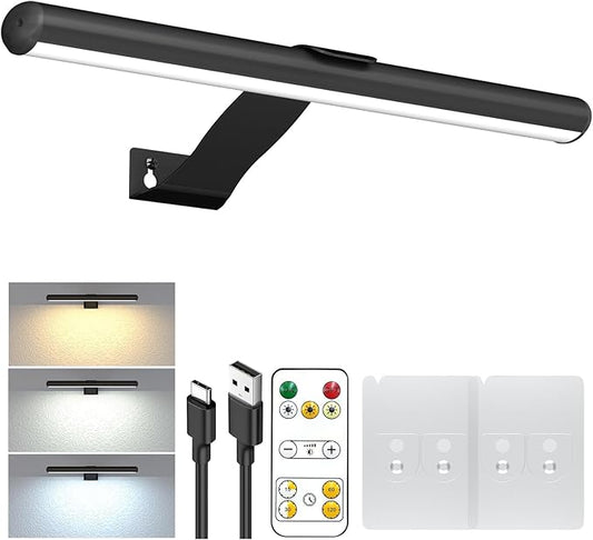 Starxing Picture Light with Remote, Wireless Battery Painting Light with 3 Lighting Colors, 4400mAh Rechargeable Art Light Display Lamp, Dimmable Timer Lamp for Artwork Gallery (Black)