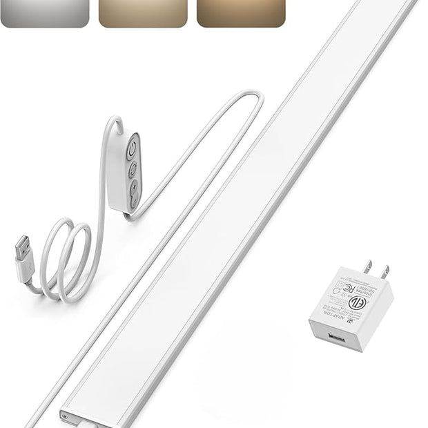 ASOKO Plug-in Under Desk Light, 24Inch LED Workbench Lights with Super Brighten 900Lumen and 3 Temps (3000K/4000K/6000K) for Kitchen Sink/Desk/Workbench-No Motion Sensor Unction