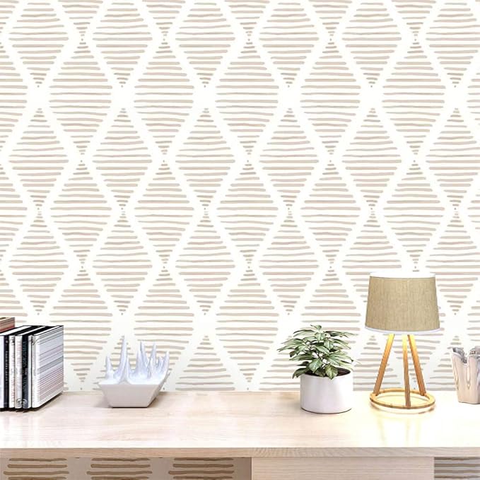Modern White and Beige Peel and Stick Wallpaper Stripe Removable Wallpaper Vinyl Waterproof Contact Paper Shelf Paper Drawer Liner Roll for Bedroom Living Room.Neutral 17.7"x300"