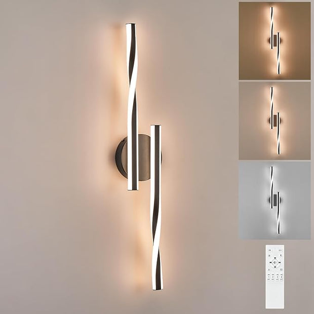 Modern LED Vanity Light Bathroom Black Wall Sconce with Remote Control Modern Bathroom Wall Lighting Fixtures Over Mirror for Bedroom Bedside, Dining Living Room, Hallway (30Inch 3000K-6500K)