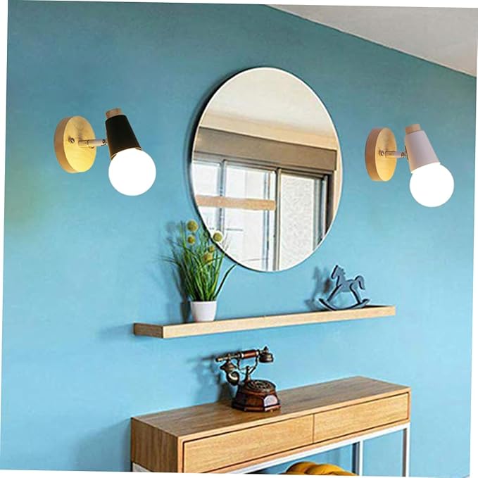 HOMSFOU Minimalist Solid Wood Wall Lamp Modern Loft Lighting No Bulb Room Wall Sconce Decor