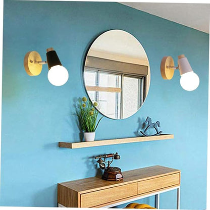 HOMSFOU Minimalist Solid Wood Wall Lamp Modern Loft Lighting No Bulb Room Wall Sconce Decor