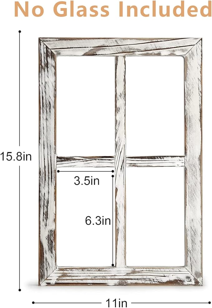 CALIFORNIA CADE ELECTRONIC Rustic Wall Decor-Home Decor Window Barnwood Frames -Room Decor for Home or Outdoor, Not For Pictures, Set of 2 (White)