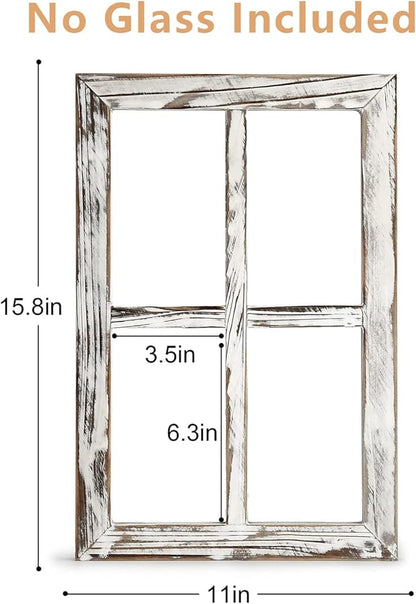 CALIFORNIA CADE ELECTRONIC Rustic Wall Decor-Home Decor Window Barnwood Frames -Room Decor for Home or Outdoor, Not For Pictures, Set of 2 (White)