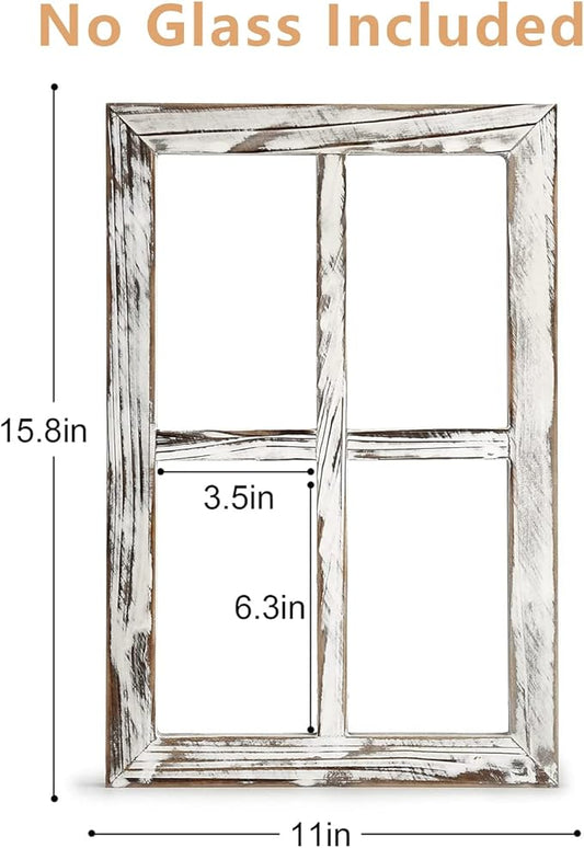 CALIFORNIA CADE ELECTRONIC Rustic Wall Decor-Home Decor Window Barnwood Frames -Room Decor for Home or Outdoor, Not For Pictures, Set of 2 (White)